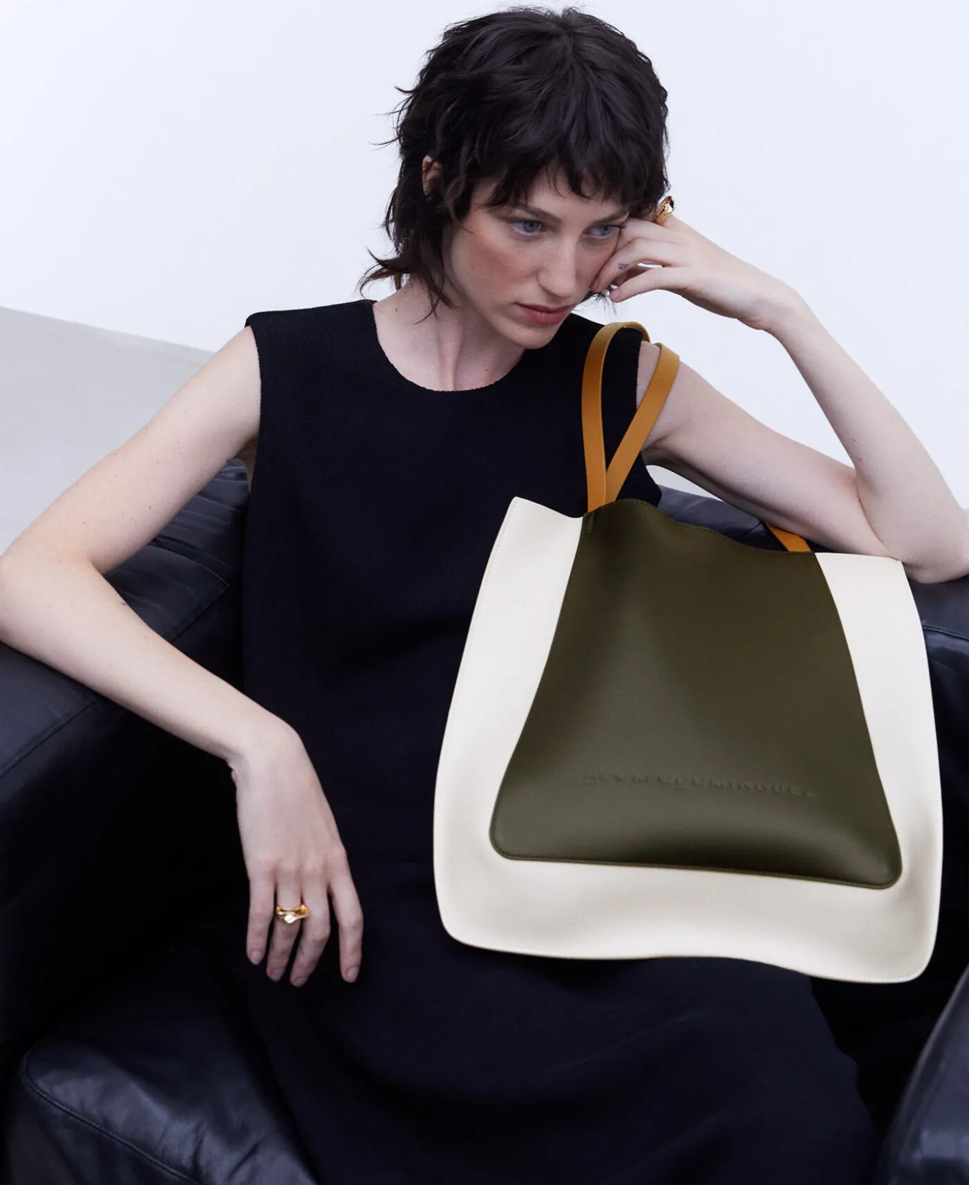 Adolfo Dominguez Sacs*Sac Shopper Tricolore En Cuir De Vachette Multicolore