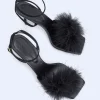 Adolfo Dominguez Chaussures*Sandales A Bout Carre A Plumes Noir