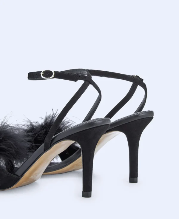 Adolfo Dominguez Chaussures*Sandales A Bout Carre A Plumes Noir