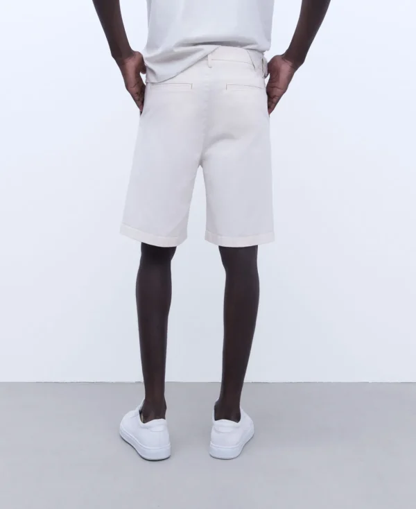 Adolfo Dominguez Pantalons*Short En Coton Serge Ecru