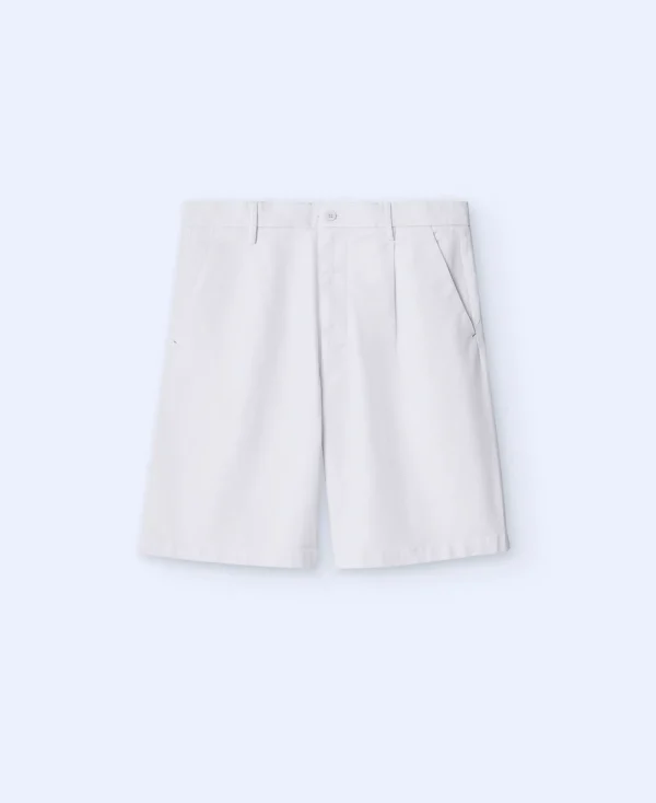 Adolfo Dominguez Pantalons*Short En Coton Serge Ecru