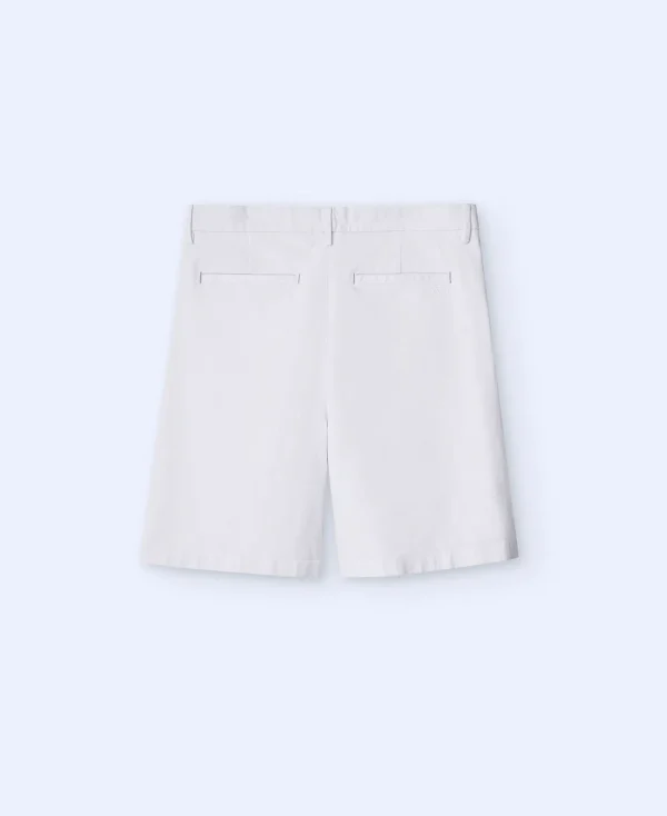 Adolfo Dominguez Pantalons*Short En Coton Serge Ecru