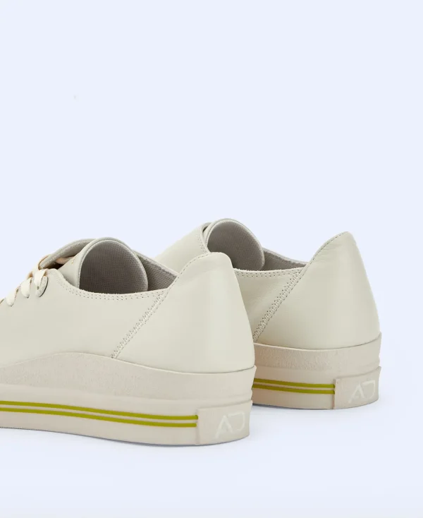 Adolfo Dominguez Chaussures*Sneakers Obliques En Cuir Blanc Casse