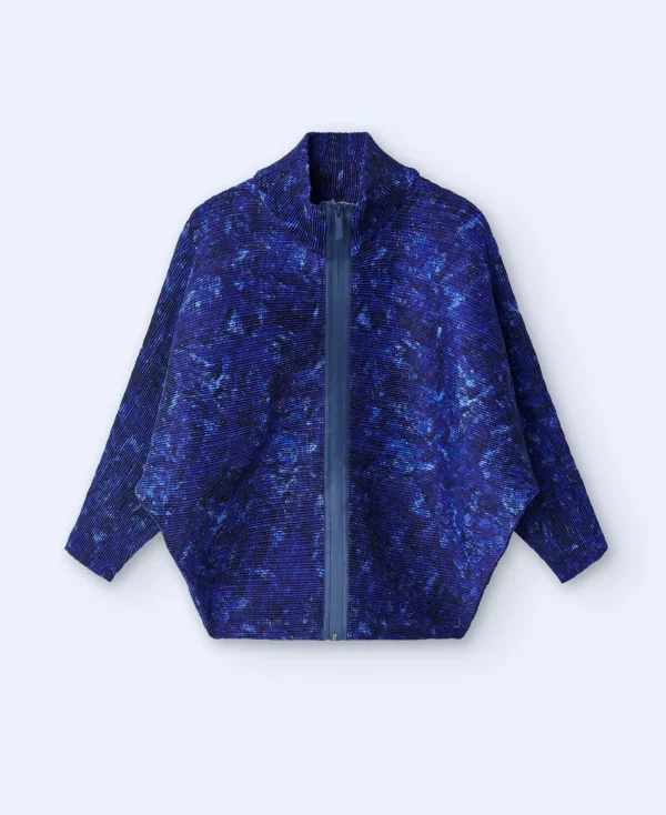 Adolfo Dominguez Maille*Sweat En Crinkle Imprime Bleu Imprime