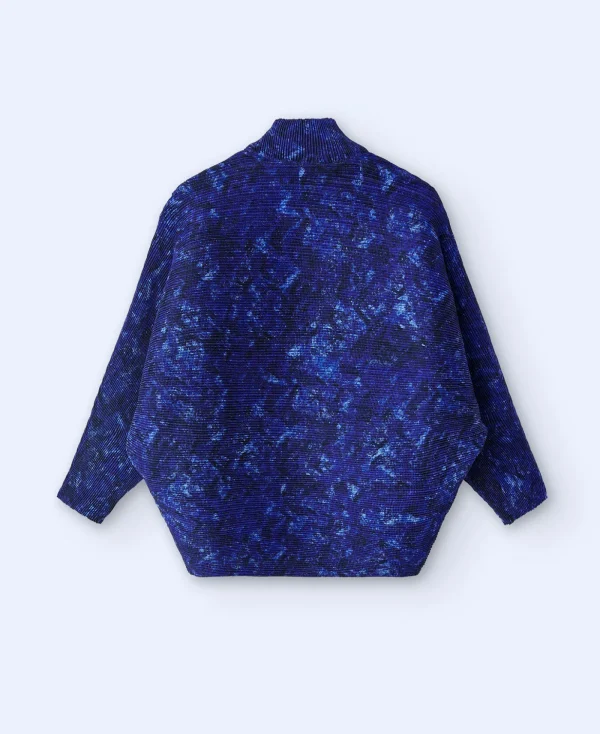 Adolfo Dominguez Maille*Sweat En Crinkle Imprime Bleu Imprime