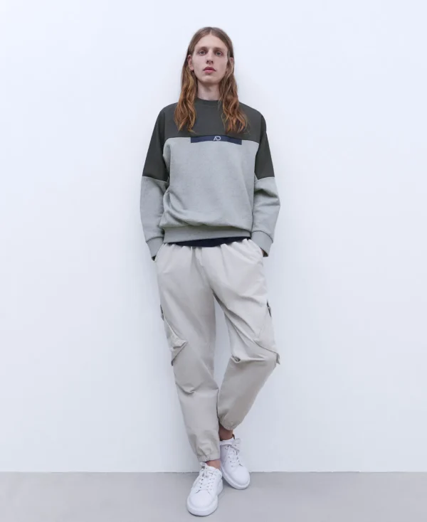 Adolfo Dominguez Mailles*Sweat Oversize En Coton Bicolore Gris Chine