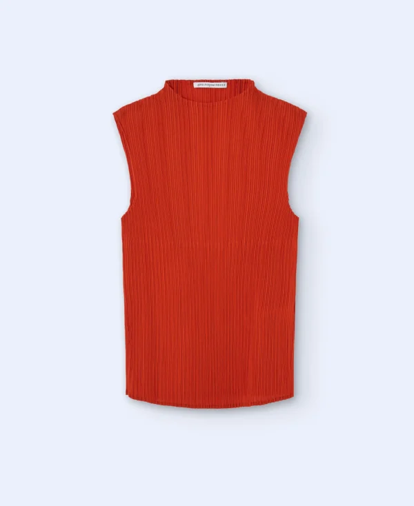 Adolfo Dominguez Chemises Et Tops*Top A Col Perkins En Crinkle Rouge