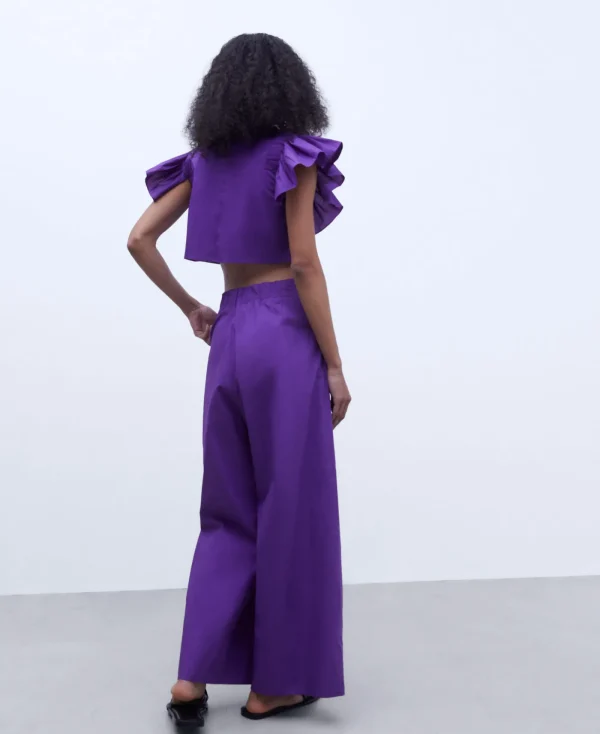 Adolfo Dominguez Chemises Et Tops*Top A Effet Volante En Coton Violet