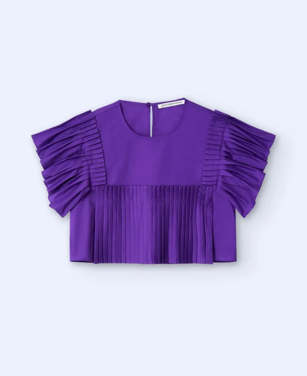 Adolfo Dominguez Chemises Et Tops*Top A Effet Volante En Coton Violet