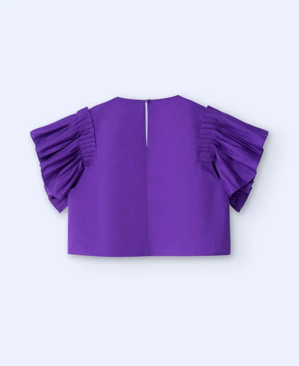 Adolfo Dominguez Chemises Et Tops*Top A Effet Volante En Coton Violet