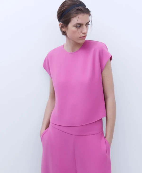 Adolfo Dominguez Chemises Et Tops*Top A Encolure Arrondie En Polyester Recycle Rose