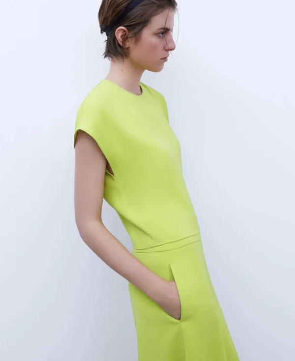 Adolfo Dominguez Chemises Et Tops*Top A Encolure Arrondie En Polyester Recycle Vert Pistache