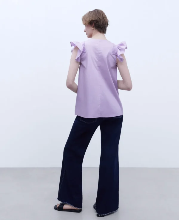 Adolfo Dominguez Chemises Et Tops*Top A Encolure Carree Avec Volants Mauve