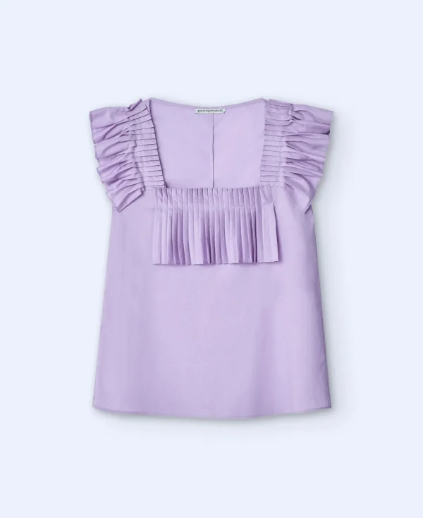 Adolfo Dominguez Chemises Et Tops*Top A Encolure Carree Avec Volants Mauve