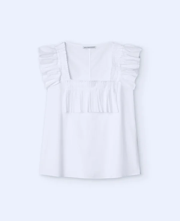 Adolfo Dominguez Chemises Et Tops*Top A Encolure Carree Avec Volants Blanc