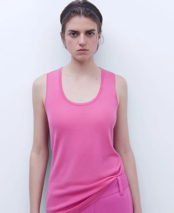 Adolfo Dominguez Chemises Et Tops*Top En Lyocell, Coton Et Soie Rose