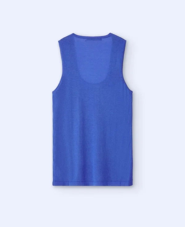 Adolfo Dominguez Chemises Et Tops*Top En Lyocell, Coton Et Soie Bleu