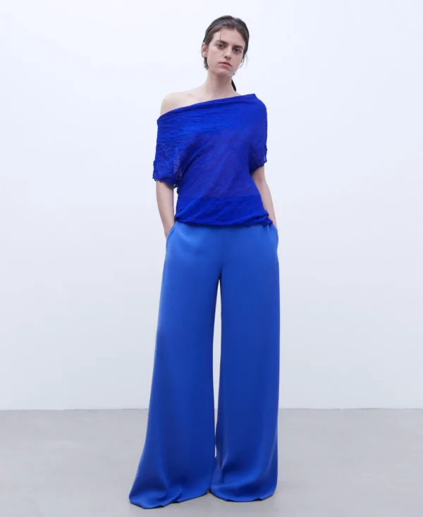 Adolfo Dominguez Chemises Et Tops*Top Froisse Et Drape Bleu