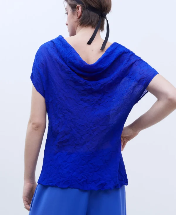 Adolfo Dominguez Chemises Et Tops*Top Froisse Et Drape Bleu