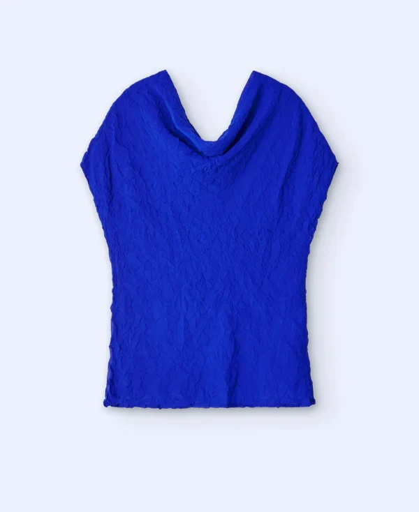 Adolfo Dominguez Chemises Et Tops*Top Froisse Et Drape Bleu