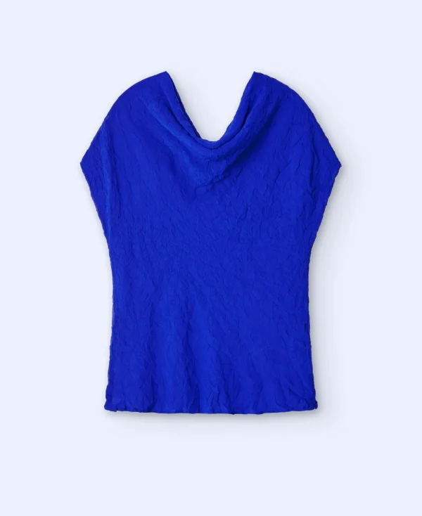 Adolfo Dominguez Chemises Et Tops*Top Froisse Et Drape Bleu