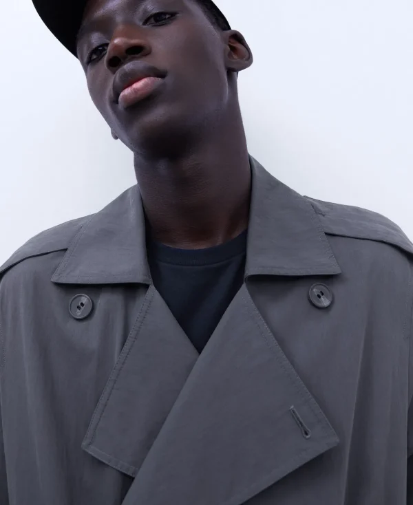 Adolfo Dominguez Vêtements D'Extérieur*Trench Double Boutonniere A Galons Anthracite