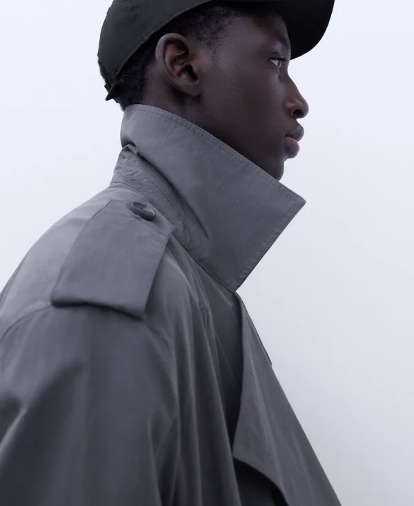 Adolfo Dominguez Vêtements D'Extérieur*Trench Double Boutonniere A Galons Anthracite