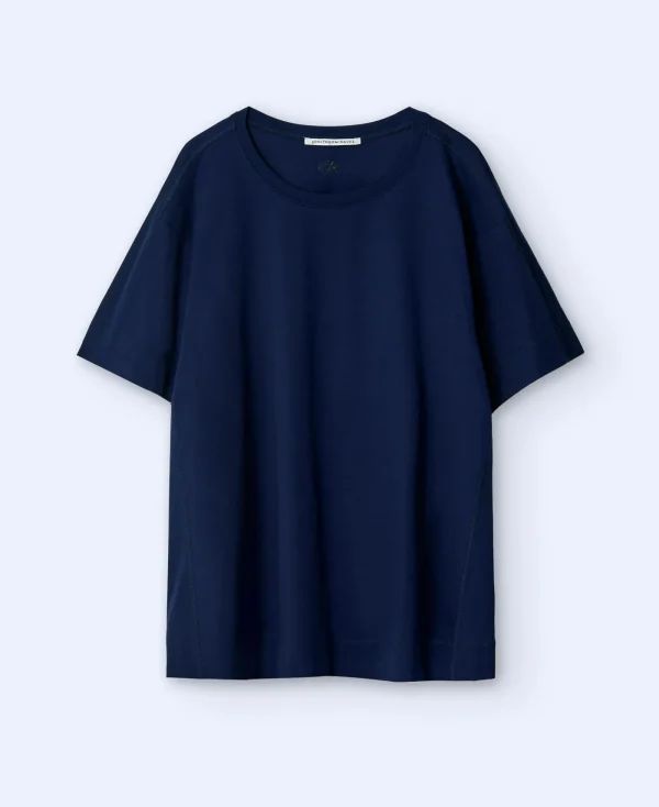 Adolfo Dominguez T-Shirts*T-Shirt A Encolure Arrondie En Coton Bleu Marine