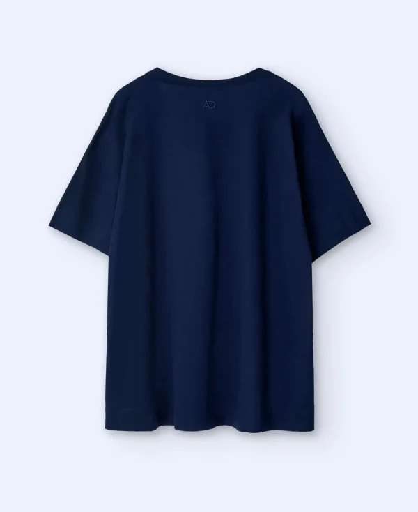 Adolfo Dominguez T-Shirts*T-Shirt A Encolure Arrondie En Coton Bleu Marine