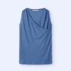 Adolfo Dominguez T-Shirts*T-Shirt A Encolure Croisee En Lin Bleu