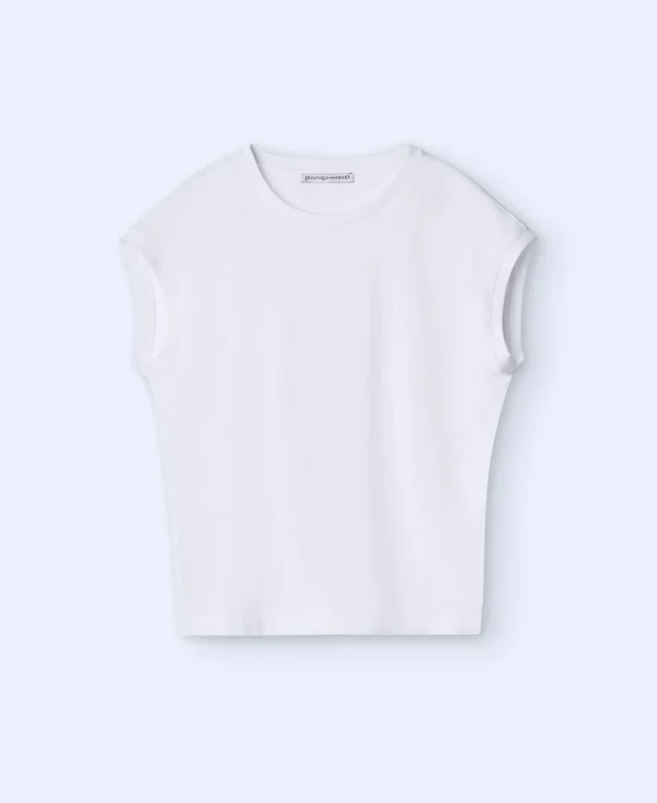 Adolfo Dominguez T-Shirts*T-Shirt A Epaules Tombantes En Coton Elastique Blanc Naturel