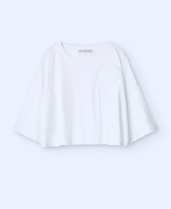 Adolfo Dominguez T-Shirts*T-Shirt Avec Coeur En Relief Blanc