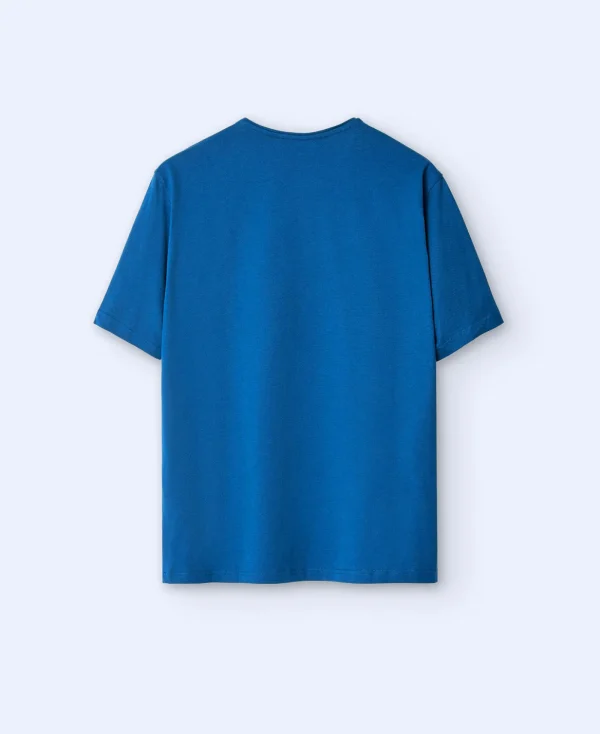 Adolfo Dominguez T-Shirts Et Polos*T-Shirt Chine En Coton Bleu Petrole