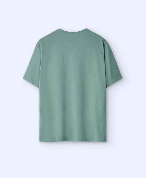 Adolfo Dominguez T-Shirts Et Polos*T-Shirt Chine En Coton Bleu Vert