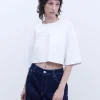 Adolfo Dominguez T-Shirts*T-Shirt Cropped En Coton Blanc