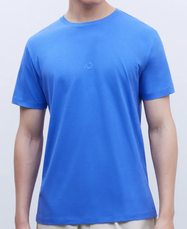 Adolfo Dominguez T-Shirts Et Polos*T-Shirt En Coton Mercerise Bleu Matisse