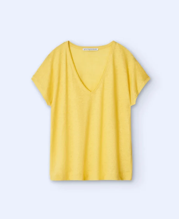 Adolfo Dominguez T-Shirts*T-Shirt En Lin Jaune Clair