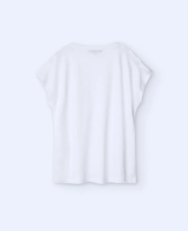 Adolfo Dominguez T-Shirts*T-Shirt En Lin A Col En V Blanc Naturel