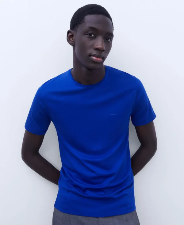 Adolfo Dominguez T-Shirts Et Polos*T-Shirt En Lyocell Et Coton Cobalt