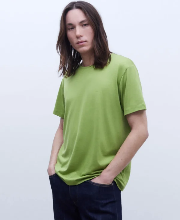 Adolfo Dominguez T-Shirts Et Polos*T-Shirt En Lyocell Et Coton Vert