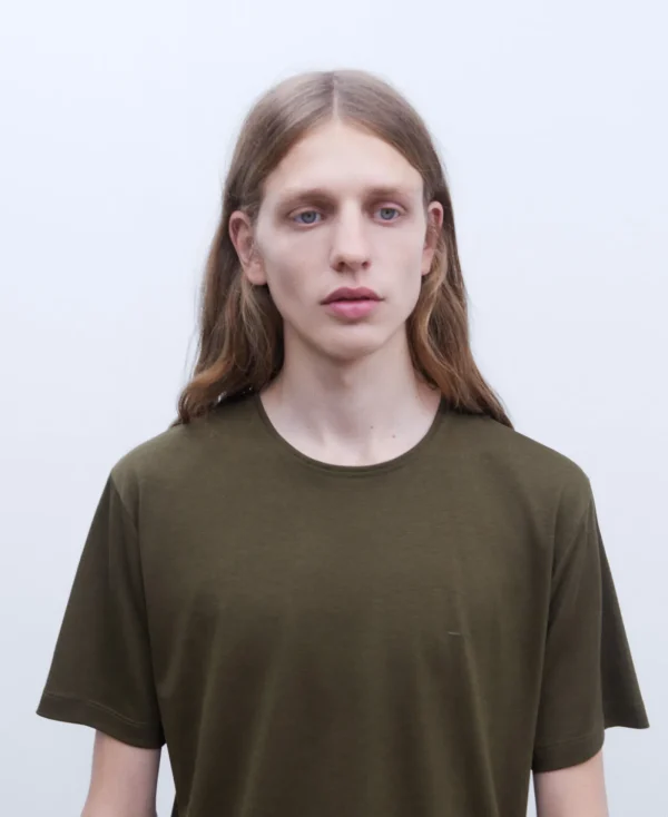 Adolfo Dominguez T-Shirts Et Polos*T-Shirt En Lyocell Et Coton Kaki
