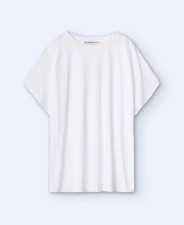 Adolfo Dominguez T-Shirts*T-Shirt En Lyocell Et Coton Blanc