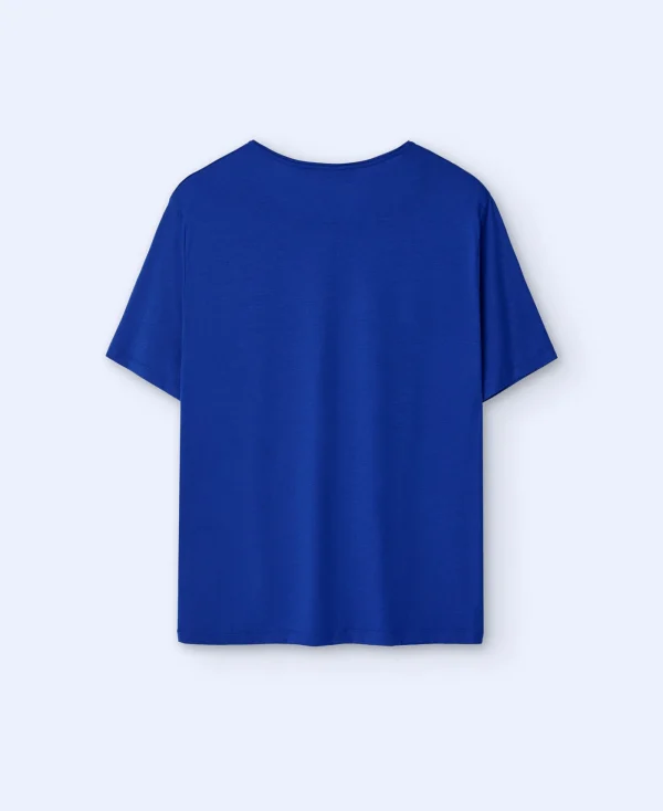 Adolfo Dominguez T-Shirts Et Polos*T-Shirt En Lyocell Et Coton Cobalt