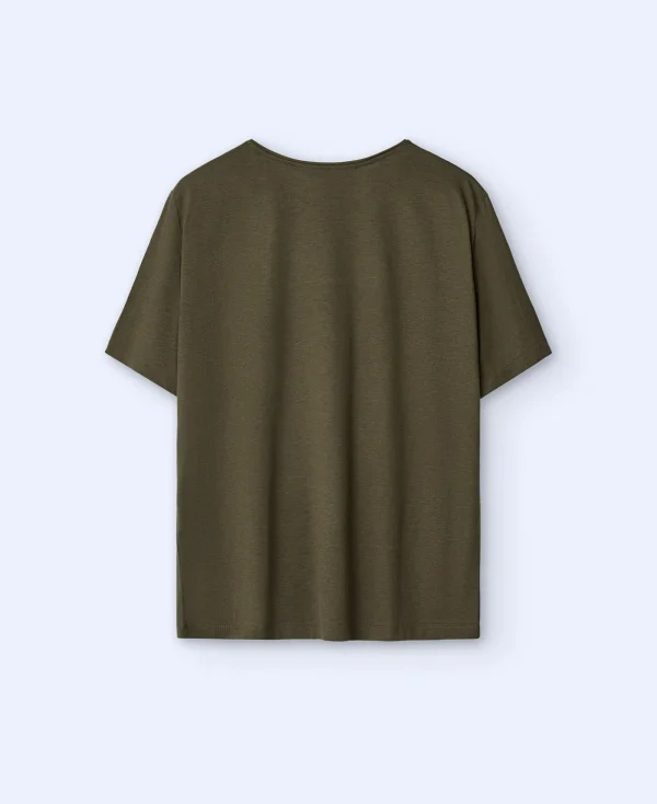 Adolfo Dominguez T-Shirts Et Polos*T-Shirt En Lyocell Et Coton Kaki