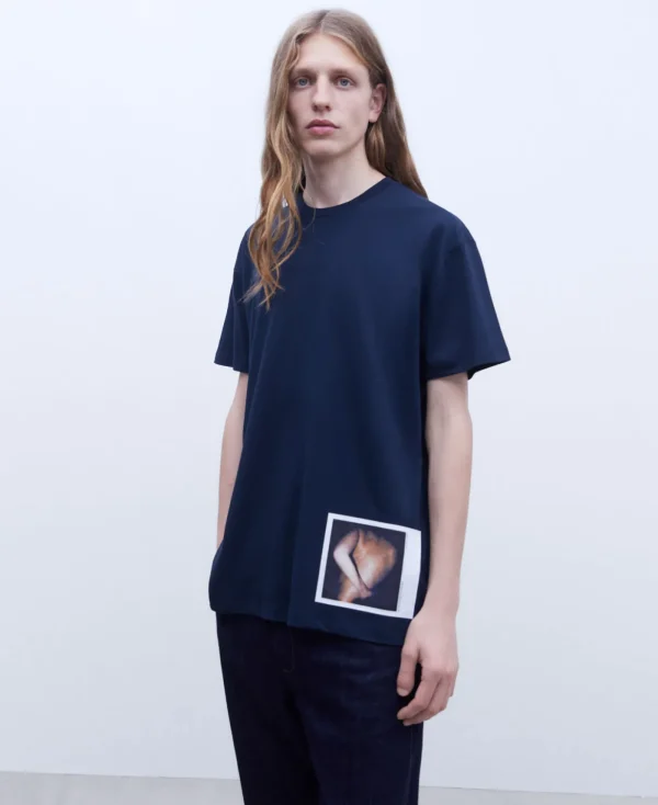 Adolfo Dominguez T-Shirts Et Polos*T-Shirt Oversize En Coton Biologique Bleu Marine