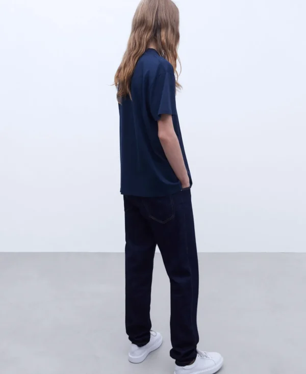 Adolfo Dominguez T-Shirts Et Polos*T-Shirt Oversize En Coton Biologique Bleu Marine