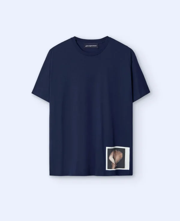 Adolfo Dominguez T-Shirts Et Polos*T-Shirt Oversize En Coton Biologique Bleu Marine