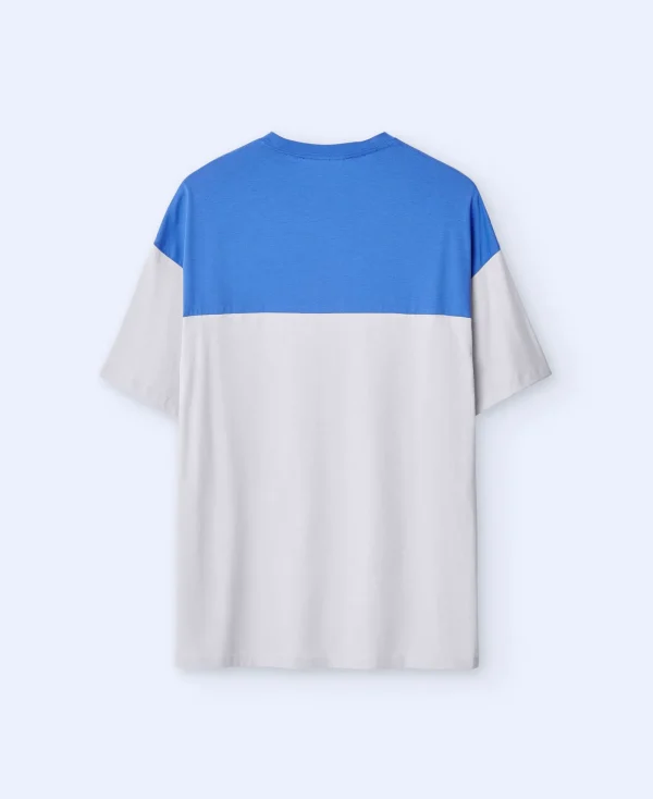 Adolfo Dominguez T-Shirts Et Polos*T-Shirt Oversize En Coton Bicolore Bleu Matisse