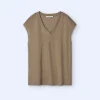 Adolfo Dominguez T-Shirts*T-Shirt Sans Manches En Lin Camel