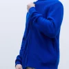 Adolfo Dominguez Mailles*Veste Bombers En Maille Cobalt